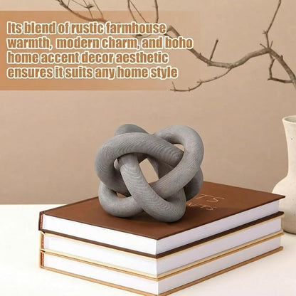 Yalikop 3 Link Wood Knot Decor Rustic Home Décor Accents Hand Carved Coffee Table Decoration, Boho Chain Link Decoration, Modern Shelf, Rustic Objects for Home Living Room Bedroom(Gray)