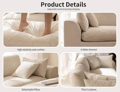 83" Modular Sectional Sofa – Modern Cloud Couch with Deep Chenille Seats, Loveseat Boneless Sofa, Pet-Friendly, No Assembly, Warm White (2 Seate)