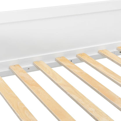 Bellemave Full Size Low loft Bed for Kids,Wood Modern Farmhouse Full Loft Bed with Storage Cabinets, No Box Spring Needed, White+Gray