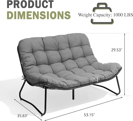 Crestlive Products Outdoor Loveseat, 2-Seat Sofa with Soft Cushion, All-Weather Outdoor Couch Patio Furniture for Balcony, Poolside, Backyard, Porch (Dark Gray)