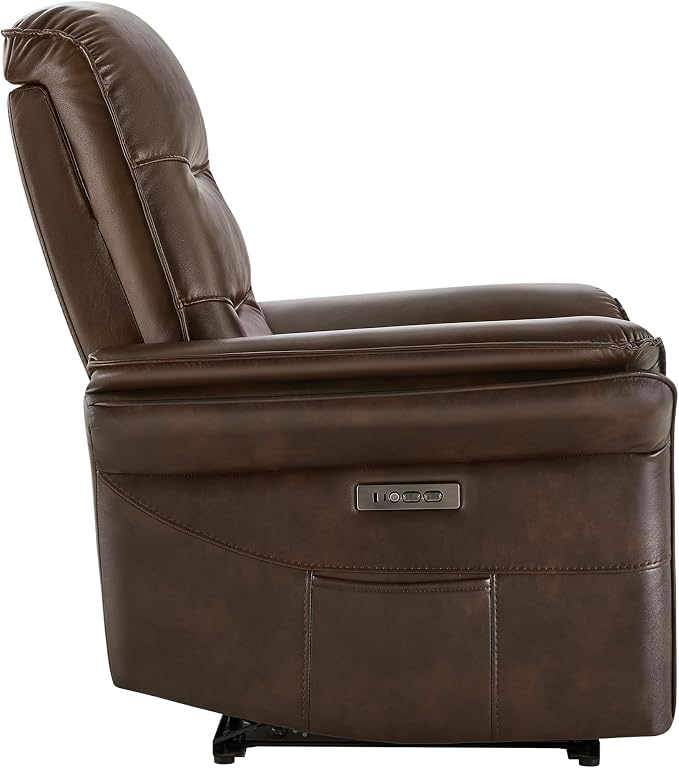 KISLOT Power Recliner Chair with Adjustable Headrest and Footrest, Dual Motor Leather Reclining Chair with USB/Type-C Charging, Zero Gravity Modern Electric Recliner for Adults Living Room Bedroom