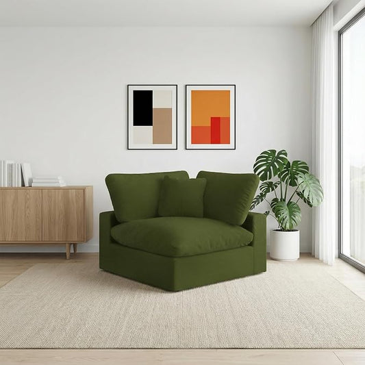 Cloud Sectional Corner Sofa,Left/Right Modular Sofa,Down Filled Convertible Couch,Covers Washable & Replaceable,Green