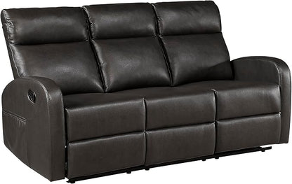Lexicon Manual Reclining Sofa, Faux Leather Recliner Sofa, Wall Hugger, Track Arms, Magazine Pockets, Manual Dual Recliners Couch for Living Room/Office/Apartment, Easy Assembly, Espresso