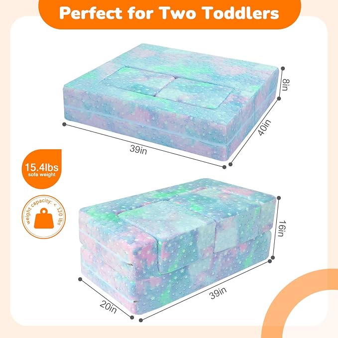 MeMoreCool Kids Sofa Couch, Glow in Dark Couch Sofa, Modular Convertible Kids Furniture