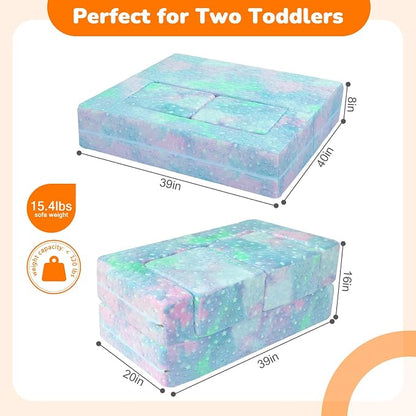 MeMoreCool Kids Sofa Couch, Glow in Dark Couch Sofa, Modular Convertible Kids Furniture