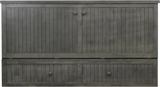 Mega Solutions Murphybedz Tuscany Murphy Cabinet Chest Bed with Charging Station 6 Inch (Galaxy Grey, King)