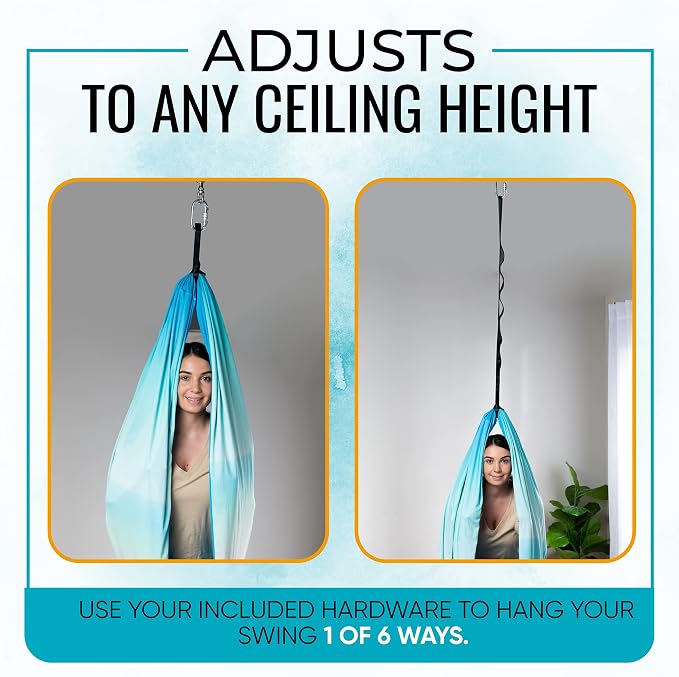 Indoor Sensory Swing for Kids or Outdoor – Holds 300lbs, Double-Layer, & 360° Swivel, Calming Compression Therapy Swing Hammock for Kids & Adults with All Hardware – Sensory-Motor Toys & Gifts