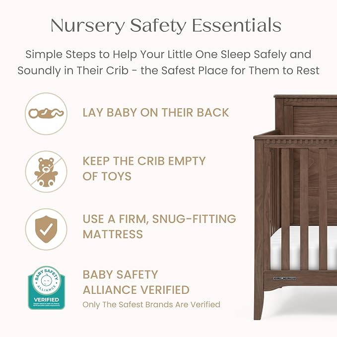 Delta Children Kendall 6-in1 Convertible Crib - Converts from Baby Crib to Toddler Bed, Daybed, Sofa Bed and Full-Size Bed with and Without Footboard, Fits Full-Size Crib Mattress, Teak Brown