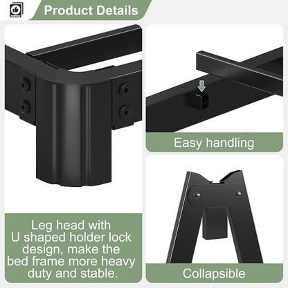 Lutown-Teen 5 Inch Low King Bed Frame with Rounded Corner Legs, 2000 LBS Heavy Duty Metal King Size Platform Bed Frame No Box Spring Needed, Noise Free, Easy Assembly, Black