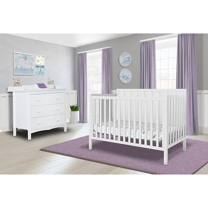 Sorelle Furniture Essex Crib Classic 4-in-1 Convertible Crib, Made of Wood, Non-Toxic Finish, Wooden Baby Bed, Toddler Bed, Child’s Daybed and Full-Size Bed, Nursery Furniture-White