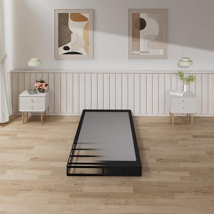 Tyndall Box Spring for Twin Bed, 5 inch Twin Box Spring Only, Strong Metal Frame Mattress Foundation, No Noise, Easy Assembly, Non Slip, Black