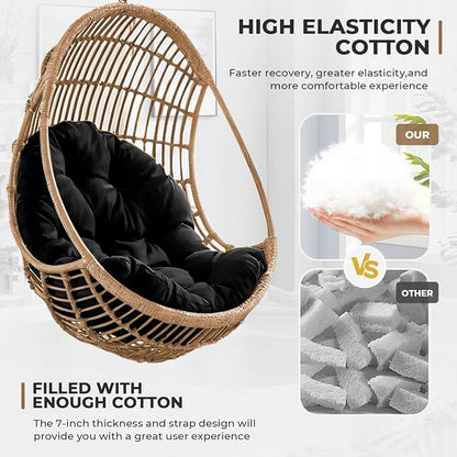 DANGHOOGY Egg Chair Cushion, Waterproof Outdoor Egg Replacement Cushions, Patio Chair Cushions for Outdoor Funiture, Thickened Hanging Chair Cushion, 35x47x7 Inches (Black)