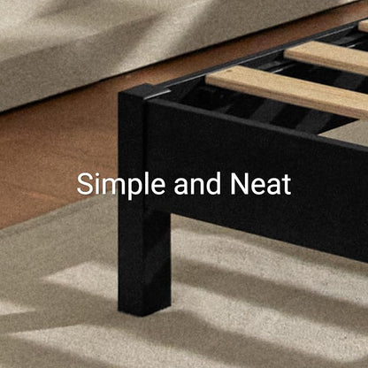 LIFEMENT Full Bed Frame Signature Wood Platform, Noise Free, Under Bed Storage, No Box Spring Needed, Easy Assembly, Black