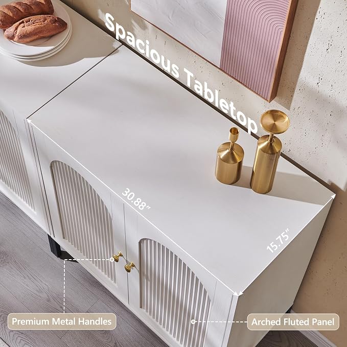 IFGET Modern Buffet Cabinet with Storage, White/ 92.63" W/141LBS