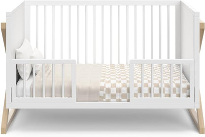 Storkcraft Equinox 3-in-1 Convertible Crib – GREENGUARD Gold Certified, Fits Standard Crib Mattress, Converts to Toddler Bed and Daybed, 4 Adjustable Mattress Heights (White and Driftwood)