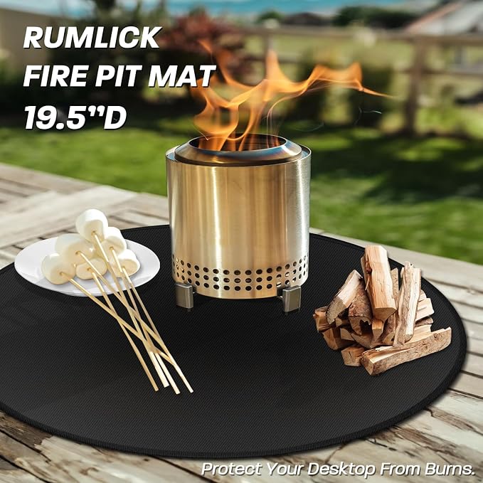 19.5" Fire Pit Mat for Solo Stove Mesa, Oil and Waterproof Round Tabletop Under Fire Pit Mat, Portable Camping Stove Mat for Solo Stove Accessories
