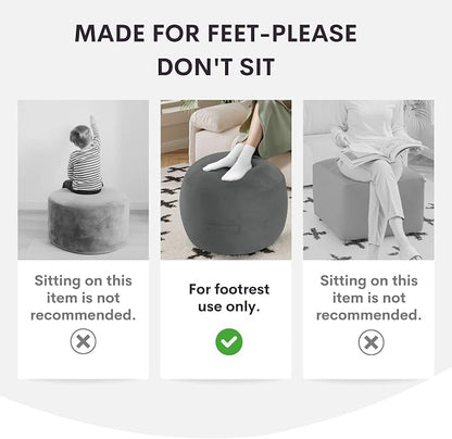 MeMoreCool Stuffed Round Pouf Ottoman Foot Rest, Soft Plush Floor Pouf Foot Stool, Corduray Footstool Footrest, Small Round Ottoman for Living Room Couch Sofa Chair, 20x15 Inch Black