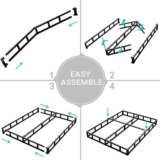 Vaciwe Queen Box Spring 4 Inch Heavy Duty Metal Box Springs Mattress Foundation with Easy Clean Cover, Noise Free, Easy Assembly