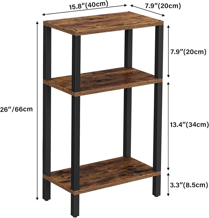 TUTOTAK Small Side Table, Narrow End Table, Skinny Sofa Table, Slim Nightstand, Couch Table, Living Room, Bed Room, Brown TB01BB077