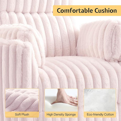 Jocisland Power Recliner Nursery Chair for Adults, Electric Swivel Rocking Glider with USB & Type-C, Soft Fabric Armchair with 2 Pillows, Cozy Reclining Sofa for Living Room, Bedroom, Light Pink