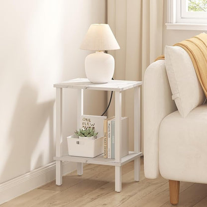 TUTOTAK End Table, Set of 2, Side Table, Nightstand, 2-Tier Storage Shelf, Sofa Table for Small Space, Living Room, Bed Room TB01BMW035