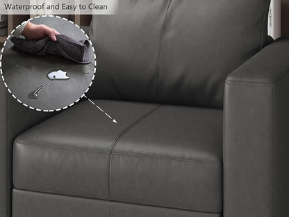 EASE MOOSE Faux Leather Sectional, Modular Sectional Sofa with Storage, Faux Leather Modular U Shaped Couches for Living Room, Grey