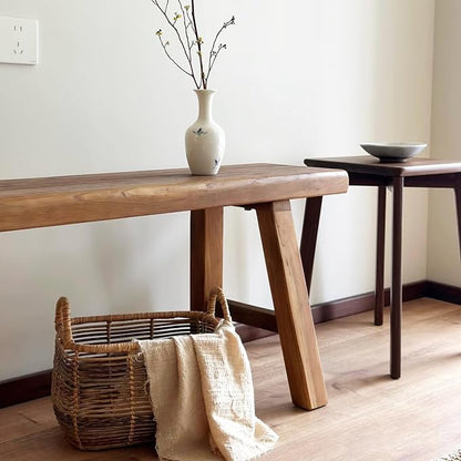 70.8in Wood Bench Indoor – Rustic Farmhouse Entryway Bench, Skinny Bench Design, Made of Extra-Thick Solid Wood, Perfect for Dining Room, Hallway, or End of Bed