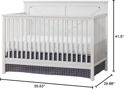 Oxford Baby Montauk 4-in-1 Convertible Crib, Barn White, GreenGuard Gold Certified