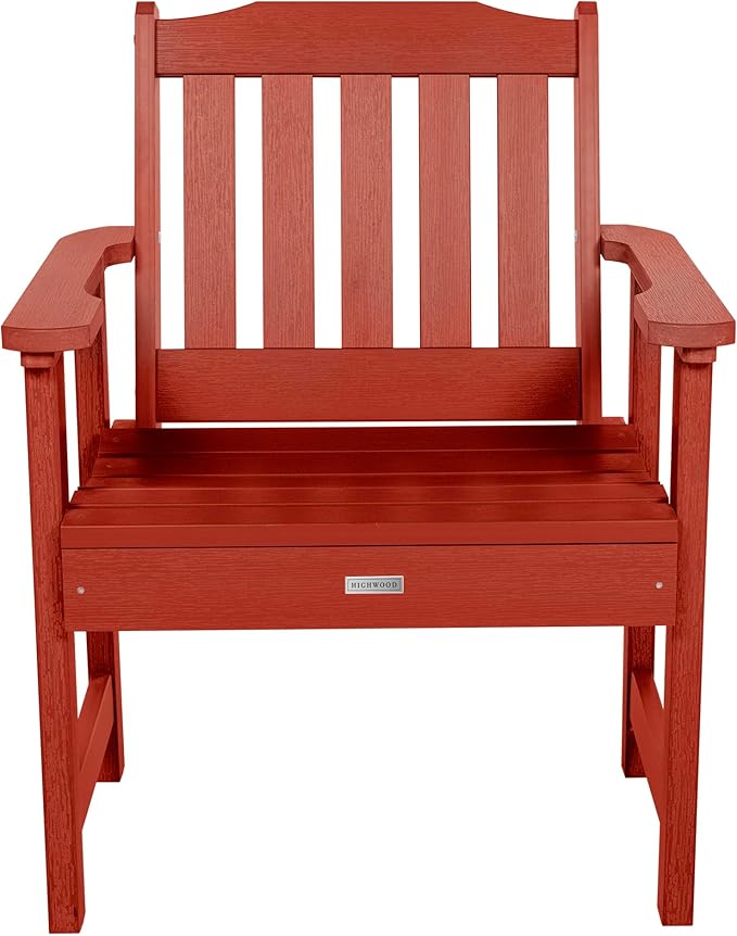 Highwood AD-KITCHGL2-RED 2 Lehigh Garden Chairs with 1 Square Side Table 3-Piece Set, Rustic Red