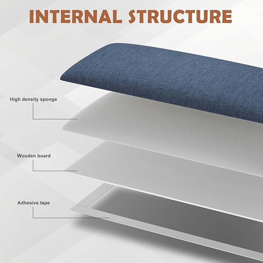 IFNOW Upholstered Wall Mounted Headboard, 3D Soundproof Wall Panels Peel and Stick for Twin Size, Reusable and Removable Tufted Bed Headboard in Blue (6 Panels, 10" x 24")