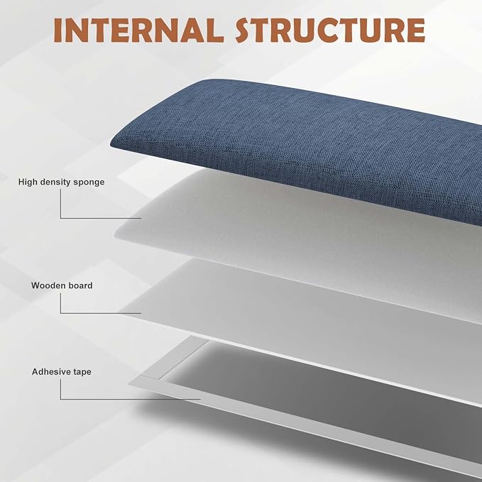 IFNOW Upholstered Peel and Stick Wall Panels, Soundproof 3D Headboard for Queen Size, Reusable Tufted Bed Headboard in Blue (9 Panels, 10" x 24")
