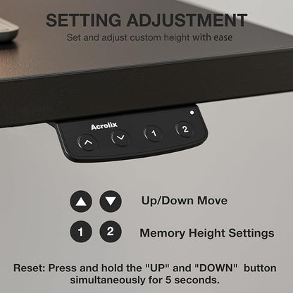 Acrolix Electric Standing Desk, Height Adjustable Home Office Desk with Memory Presets & Cable Management,Black Sit Stand Desk for Work from Home, Ergonomic Computer Desk (63" x 24")