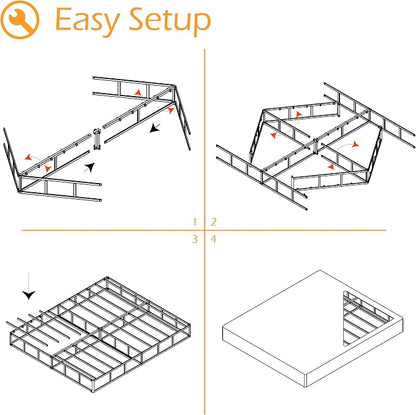 Maenizi California King Box Spring 9 Inch, Heavy Duty Metal Box Spring Bed Base with Fabric Cover, Mattress Foundation, Easy Assembly, Noise Free, Black