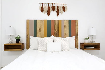 Barn Walls Earth Tone Mix Signature Design, Multicolored Solid Wood Headboard, Floating Panels, Wall Mount, Adjustable Height California King Size