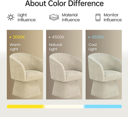 VKNOW Upholstered Swivel Dining Chairs Set of 1, Modern Dining Room Chairs with Barrel Back, Accent Arm Chair for Dining Room, Living Room, Vanity, Khaki