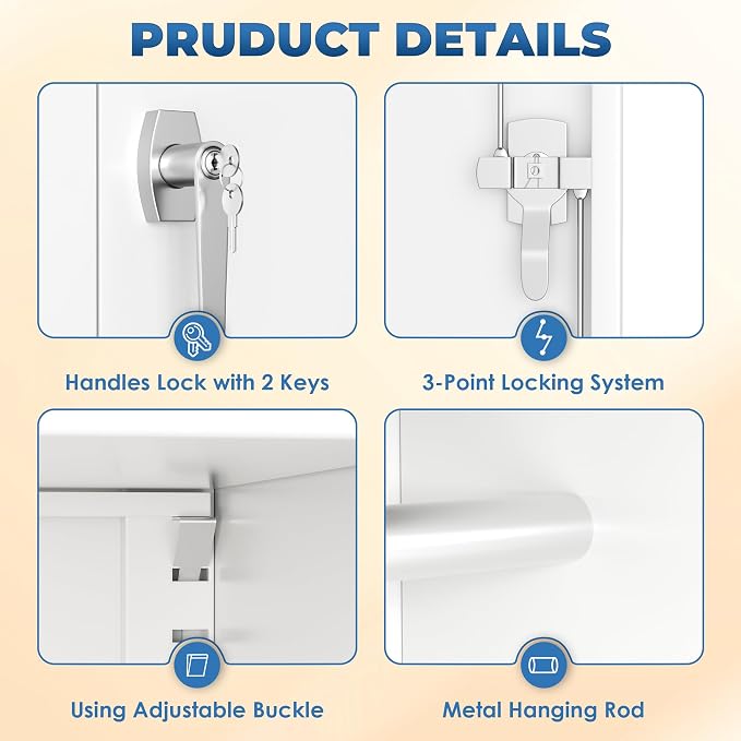 INTERGREAT Wardrobe Cabinets with Locking Doors and Shelves, Clothing Locker 72“ X 32“ X 16“ Storage Cabinets for Home Room, School, Employee,Gym (White)