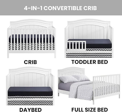 Oxford Baby North Bay 4-in-1 Convertible Crib, Snow White, GreenGuard Gold Certified