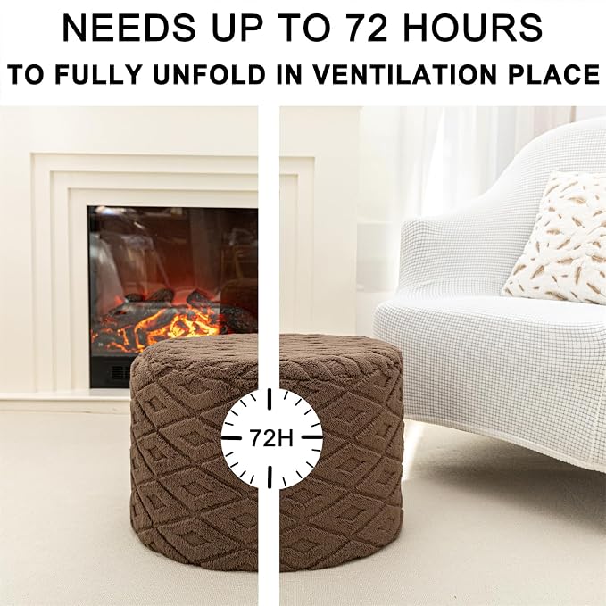 Round Pouf Ottoman 20 x 20 x 14 Inches Boho Poof Home Decor Floor Pouffe Ottoman Foot Rest for Couch Sofa Bean Bag Chairs Living Room Bedroom (Dark Coffee)