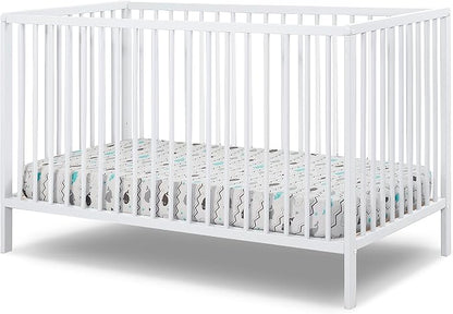 Sorelle Furniture Happy 3-in-1 Convertible Crib, Baby Crib to Toddler Bed, Sustainable Beech Wood, Non-Toxic Finish, Simplistic Nursery Furniture - White