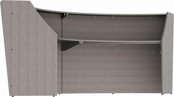Linea Italia Curved Modern Office Desk Easy to Assembly 2 Panel Reception Counter for Lobby, Salon, 124" x 49", Ash