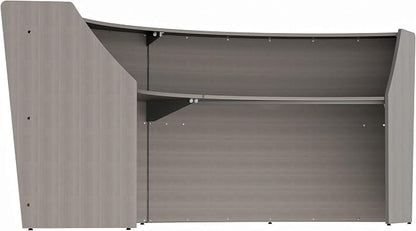 Linea Italia Curved Modern Office Desk Easy to Assembly 2 Panel Reception Counter for Lobby, Salon, 124" x 49", Ash