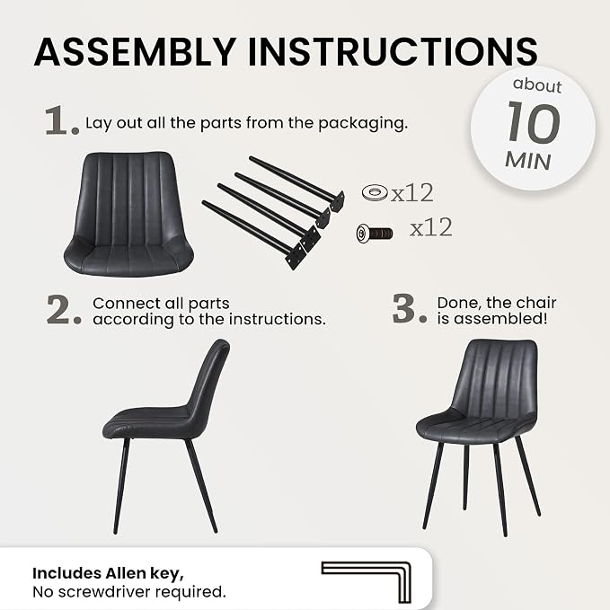 CLIPOP Dining Chairs Set of 4, Faux Leather Dining Chairs with Upholstered Seat, High Back Comfy Cushion, Metal Leg, Accent Kitchen Side Chair for Living, Restaurant & Meeting Room, Black