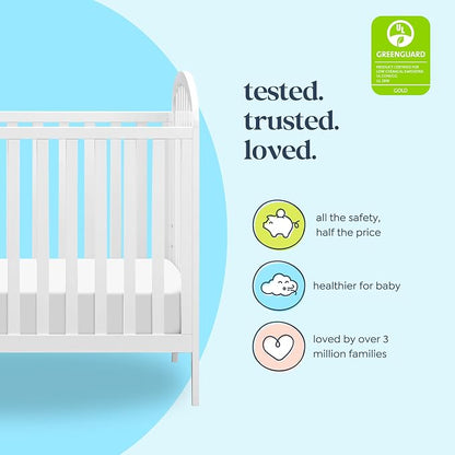 Davinci Beau 3-in-1 Convertible Baby Crib, White | GREENGUARD Certified, Converts to Toddler Bed & Daybed, 4 Adjustable Mattress Heights, Toddler Conversion Kit Sold Separately