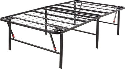 Amazon Basics Foldable Metal Platform Bed Frame, Noise-Free Mattress Foundation with Tool-Free Assembly, 18 Inches High, Sturdy Steel Frame, No Box Spring Needed, Twin Size, Black
