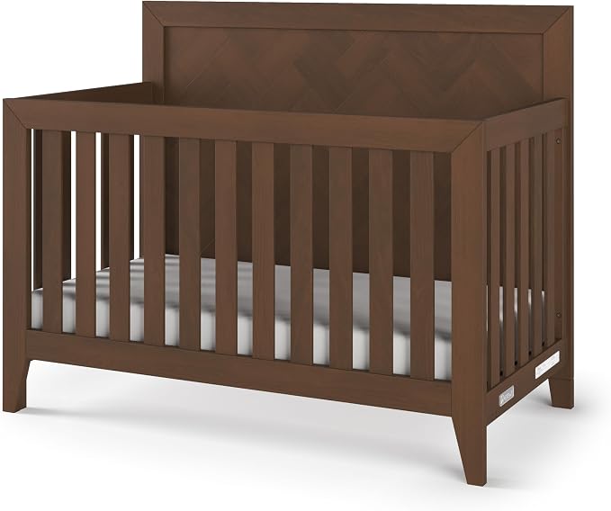 Child Craft Kieran 4-in-1 Convertible Baby Crib, Wooden Nursery Furniture Converts to Toddler Bed Daybed & Full-Size Bed, Adjustable Mattress Heights, Non-Toxic Baby Safe Finish, Toasted Chestnut