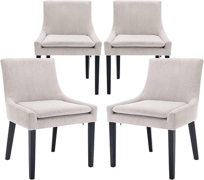 COLAMY Upholstered Dining Chairs Set of 4 with Mid Back and Wood Legs, Modern Accent Side Chairs for Living Room/Dining Room-Beige