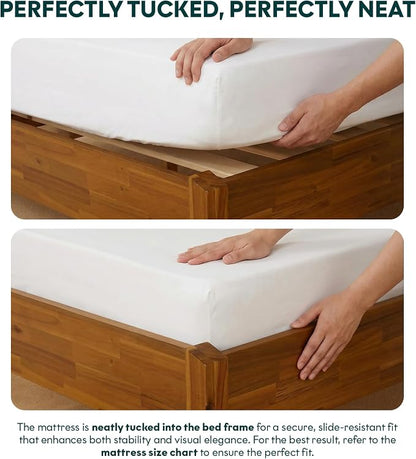 Bme Dinkee 15 Inch Signature Bed Frame Without Headboard - Modern & Minimalist Style with Acacia Wood - 12 Strong Wood Slat Support - Easy Assembly - No Box Spring Needed - Caramel, Full