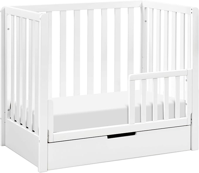 Carter's by DaVinci Colby 4-in-1 Convertible Mini Crib with Trundle Drawer in White, Greenguard Gold Certified, Undercrib Storage