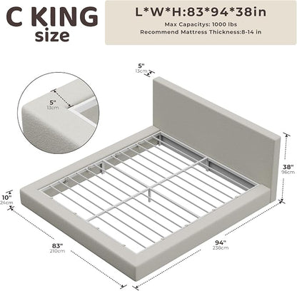 RECCI AirFrame California King Bed Frame with Headboard, Cloud Upholstered Platform Bed Frame, 5 Inch Foam Cushioned, No Box Spring, Easy Assembly(Cream Boucle)