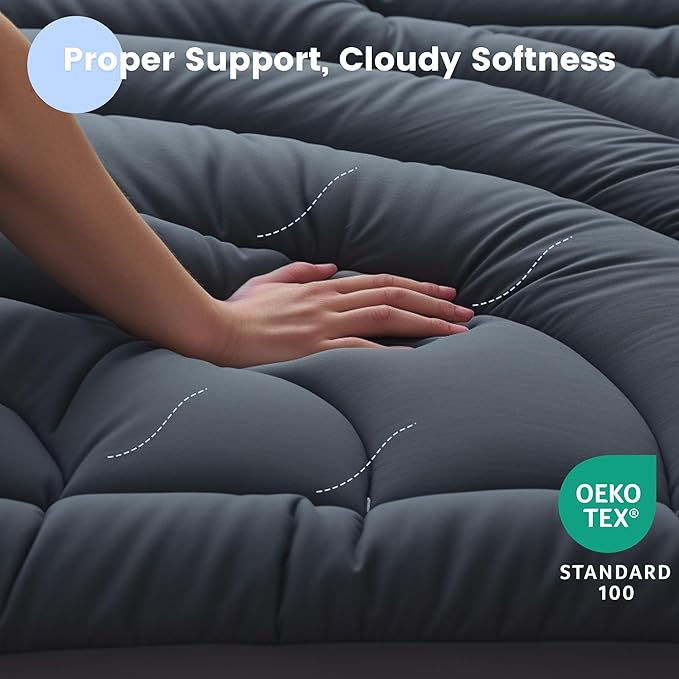 Waterproof Mattress Pad California King, Quilted Fitted Cal King Mattress Topper, Five-Layers Noiseless Mattress Protector Cover with 8"-21" Deep Pocket, Machine Washable, Grey, 72x84